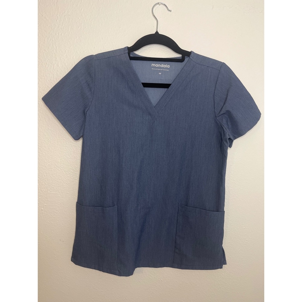 Mandala Equa-Tek Scrub Top XS Heather DenimWomen's V-Neck